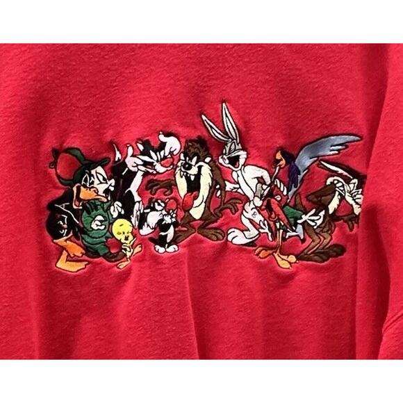 Vintage Warner Brothers Studio Looney Tunes Embroidered Sweatshirt 2XL - Picture 2 of 6